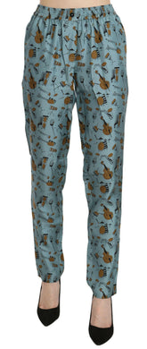 Dolce & Gabbana Blue Musical Instruments Print Tapered Pants -   -  Dolce & Gabbana.